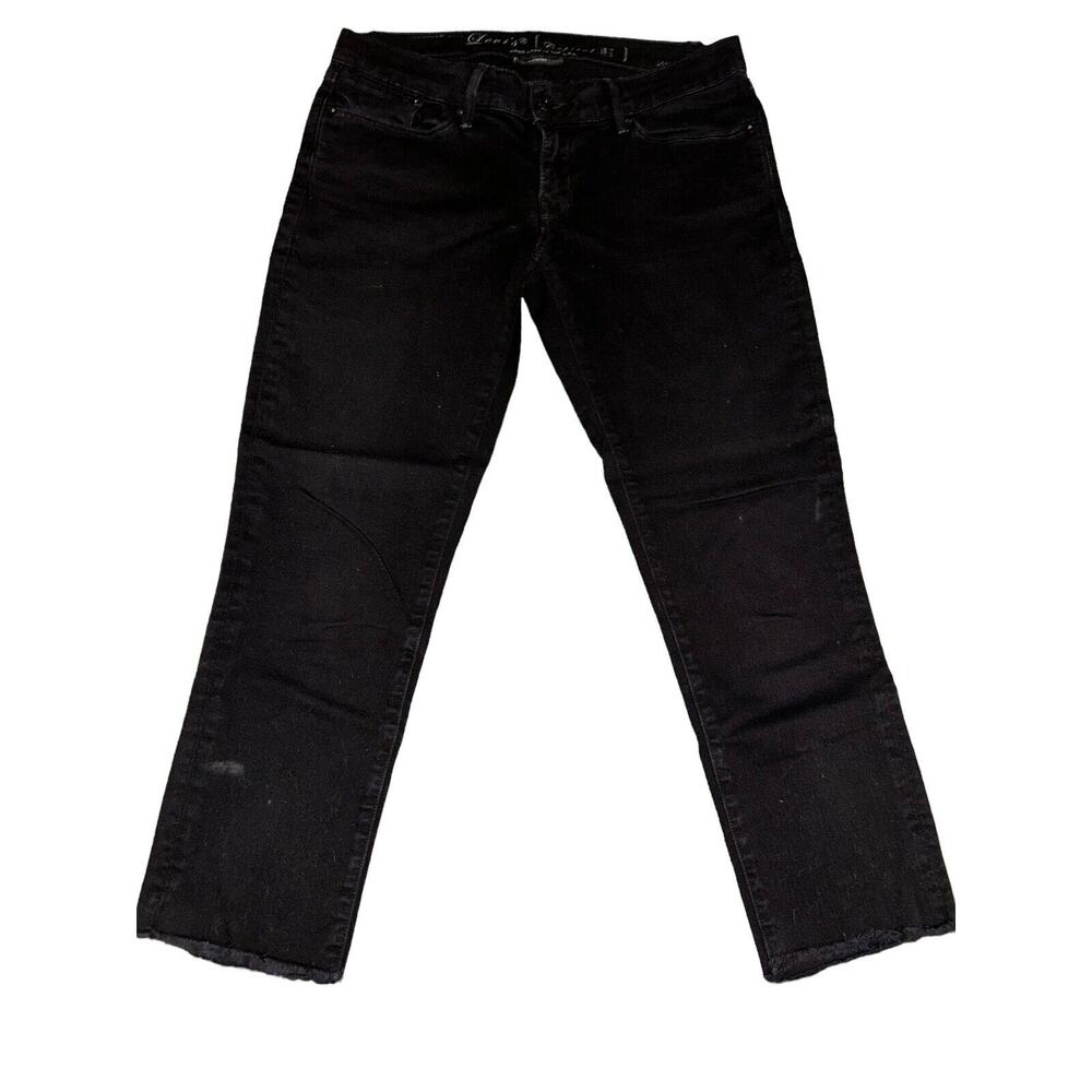 Levi's Capital E Skimmer Denim Jeans Size 28 Black‎ Distressed Low Skinny